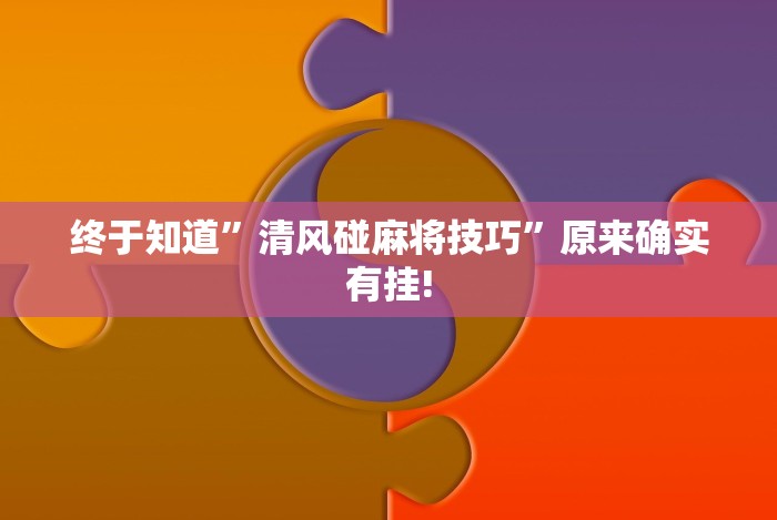 终于知道”清风碰麻将技巧”原来确实有挂!