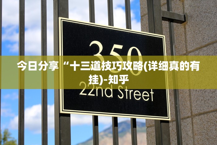 今日分享“十三道技巧攻略(详细真的有挂)-知乎